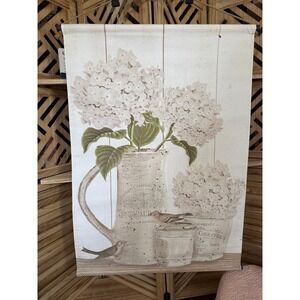 French Country Hydrangea Canvas Wall Hanging – Farmhouse Botanical Art Decor